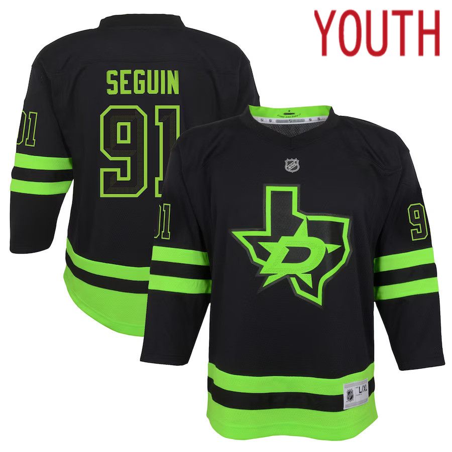 Youth Dallas Stars 91 Tyler Seguin Black Alternate Replica Player NHL Jersey